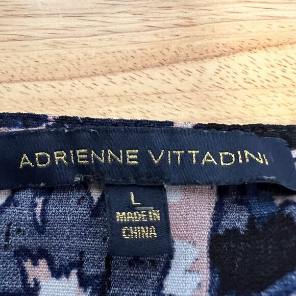 Adrienne Vittadini Button Up Floral Top 3/4 Sleeve Blue/Multi Floral Large - Picture 8 of 9